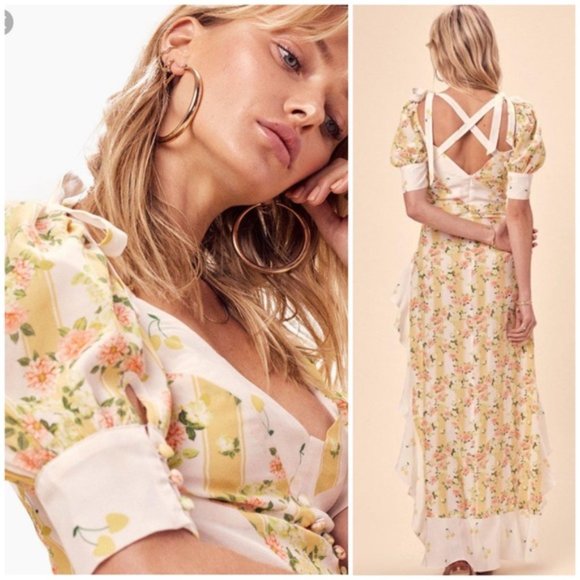 SOLD For Love & Lemons SAVANNAH Maxi Dress L - Picture 4 of 8